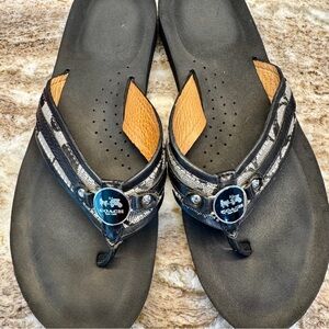 Coach Jasmine Black Thong Sandals Flip Flops